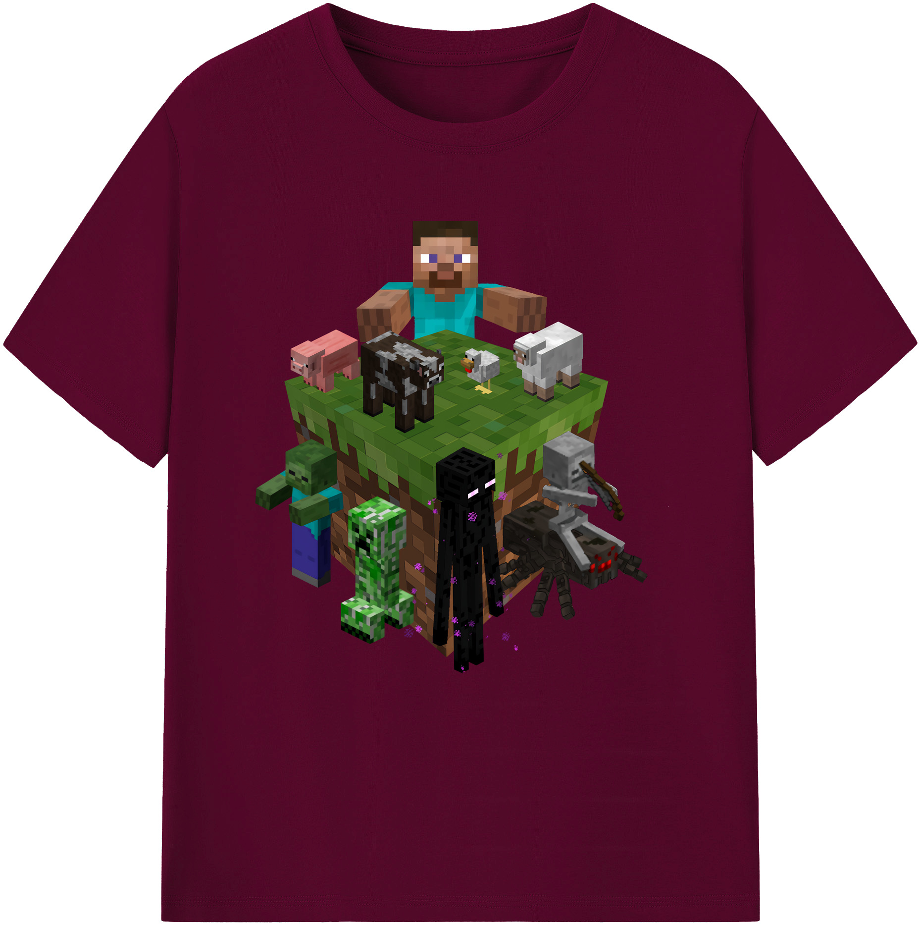 （画像用） マインクラフト ブロックの世界 Minecraft MC Block world レディースカジュアルプリントTシャツ（綿100％）